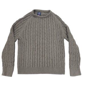 Bills Khakis Cable Knit Sweater Mens XL Light Brown Chunky 100% Cotton Crew Neck